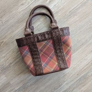 Plaid Handbag with Brown Accents